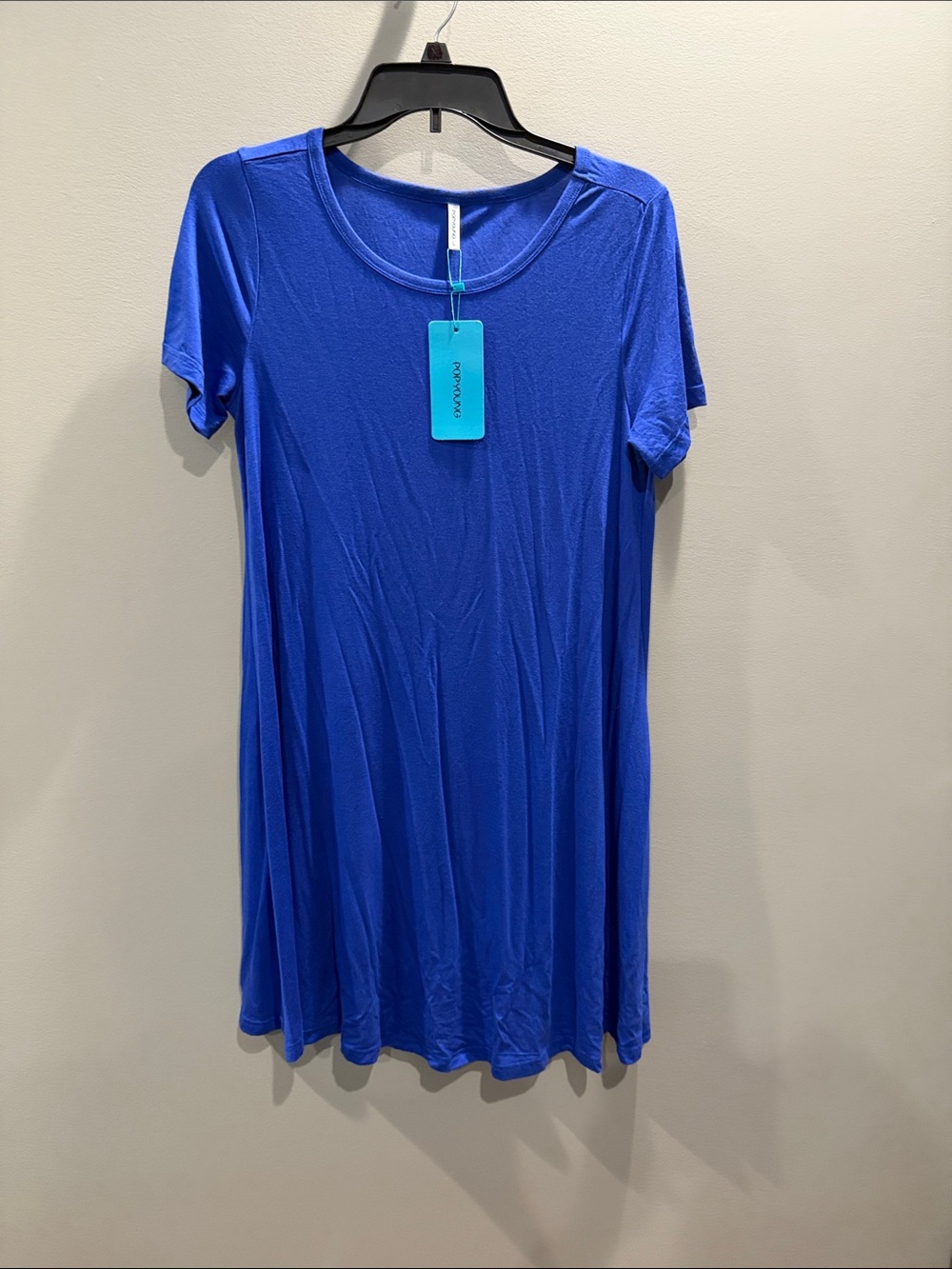 Royal Blue Short-Sleeve Mini Dress - Effortless Everyday Style